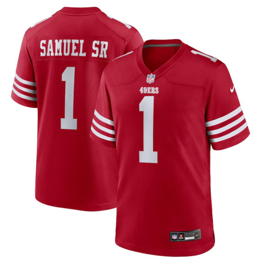 Men Nike San Francisco 49ers 1 Deebo Samuel Sr red Game NFL 2024 Jersey